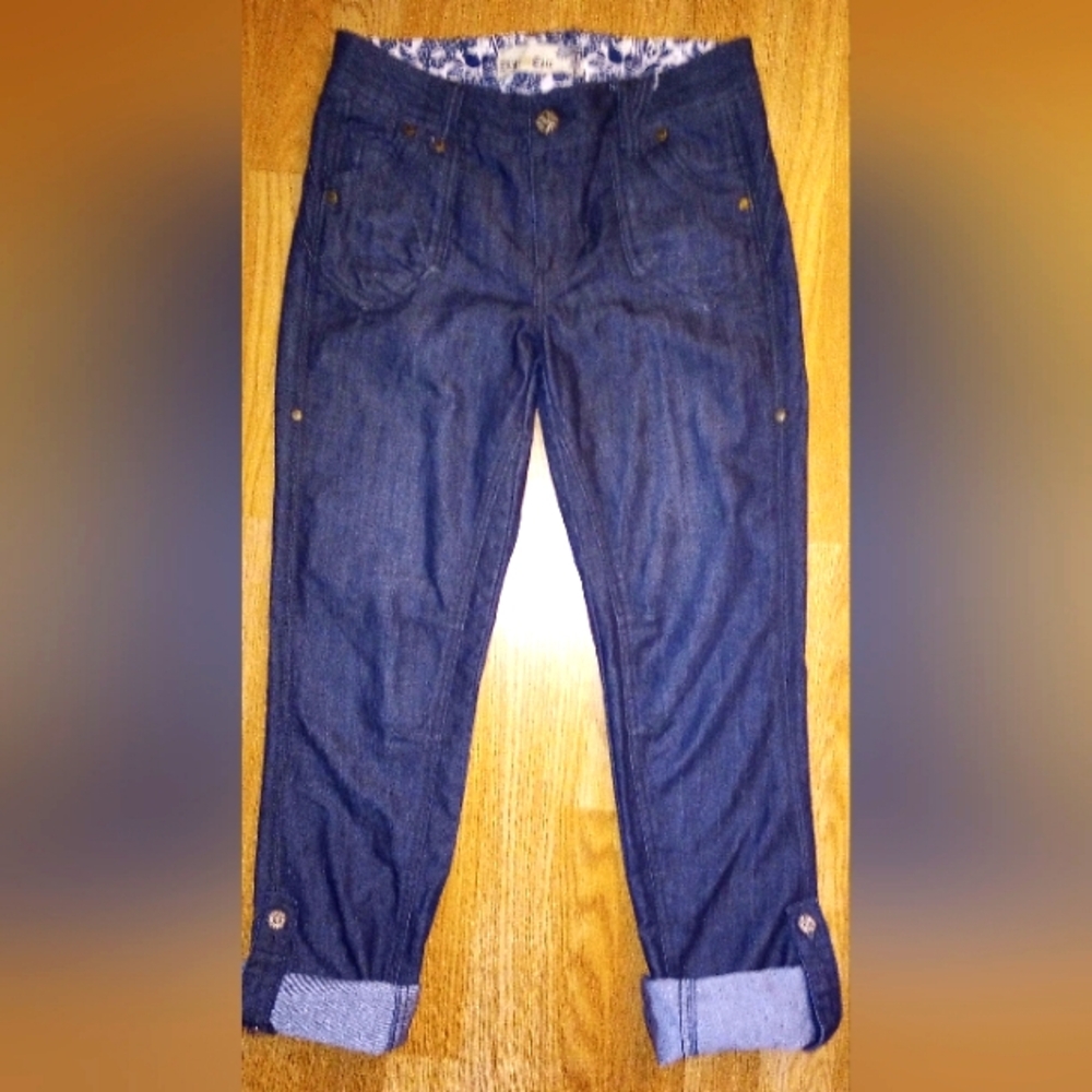 Blue Epic 3 Way Jeans Full Length  to Cropped  Adjusting Roll Tab Sz 6